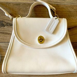 Vintage Ivory Coach Regina leather handbag